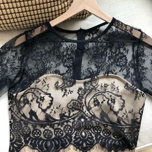 Black lace and cream dress